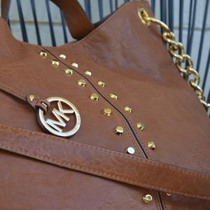 Uptown Astor Gold Studded Large Convertible Tote